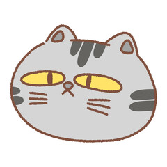 Cute Gray Cat Head Character Cartoon Style Illustration Isolated © YQvibe Studio
