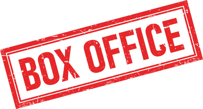 Red distressed rectangular rubber stamp ink mark with Box Office text