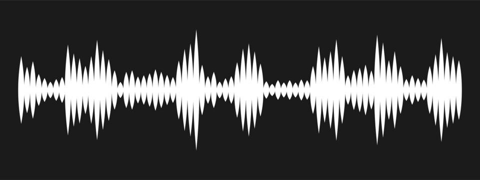 Abstract audio waveform with sound signal visualization and dynamic frequency pattern design. Modern music and recording concept for media and technology themes. Clean vector graphic for creative 