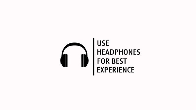 Headphone icon with use headphone for best experience text animation on white background. Resolution animation suggests using headphones for best experience with alpha channel