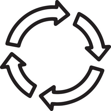 Four arrows forming a circular motion in a clockwise direction
