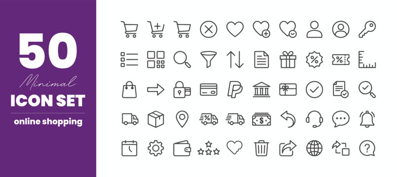 online shopping icon set vector template