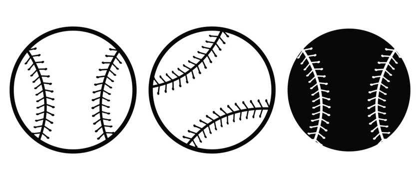 Baseball stitches vector set. Curved athletic ball stitching elements for sports. Flat vector illustration.