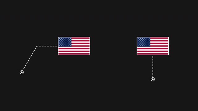 USA flag HUD technology callout line animation, alpha channel 4K video