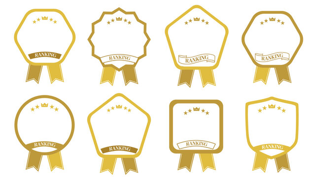 ランキング・受賞・認定表示向けリボン付き表彰フレームセット｜ランキング・表彰・アワード・バッジ・テンプレート：メダルセット_123位_ランキングフレーム08