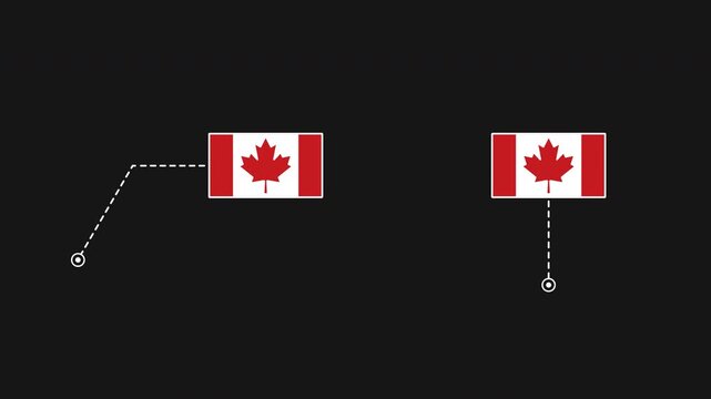 Canada flag HUD technology callout line animation, alpha channel 4K video