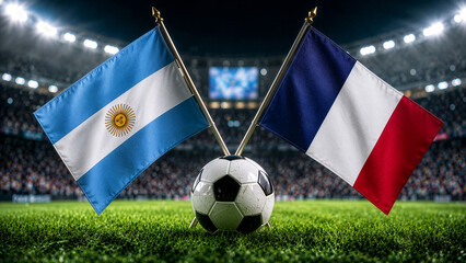 Fototapeta premium Argentina vs France Football Match Concept with National Flags
