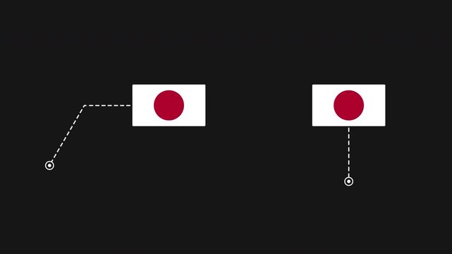 Japan flag HUD technology callout line animation, alpha channel 4K video