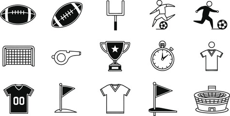 American football soccer sport vector icon set, stadium trophy © Abdul