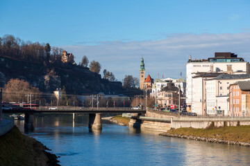 Buildings around Salzach river near the old town, Altstadt Salzburg, Austria © EnginKorkmaz