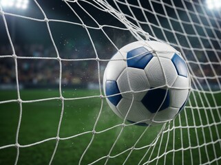 Fototapeta premium Soccer ball hitting the back of the net