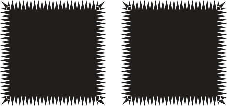 Black geometric border with triangular spikes pattern