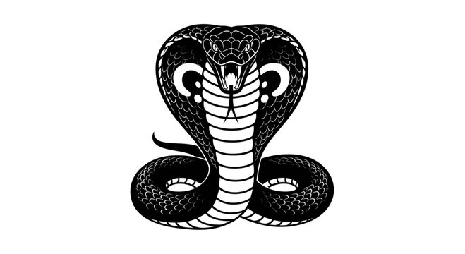 Black and white cobra snake portrait.