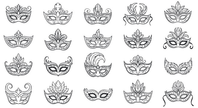 Collection of various masquerade masks.