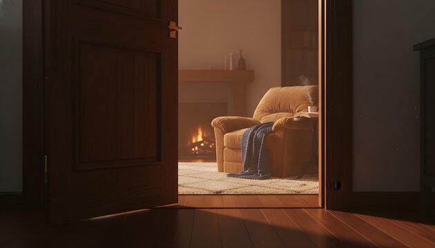 Doorway with warm light inside symbolizing safe space