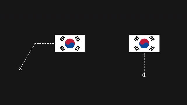 South Korea flag HUD technology callout line animation, 4K alpha channel