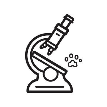 Microscope with paw print icon for veterinary research and analysis