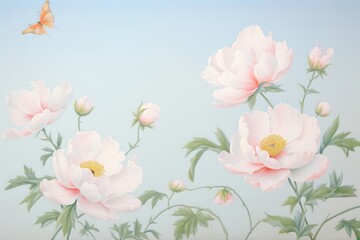 Obraz premium Peony border painting blossom pattern.