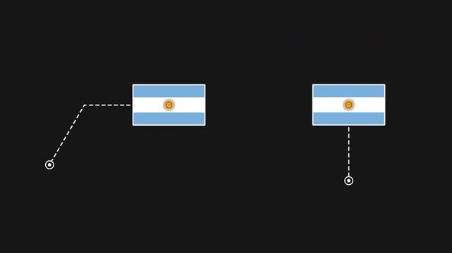 Argentina flag HUD technology callout line animation, 4K alpha channel