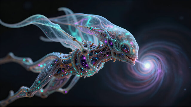 Bioluminescent Energy Entity in Dimensional Rift