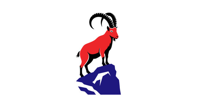 Red Goat on a Rock Formation.