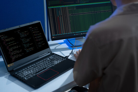 Development programmer male working in website a software and coding technology.