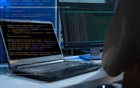 Development programmer male working in website a software and coding technology.