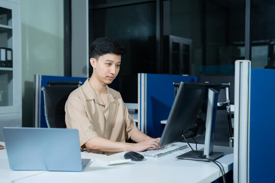 Development programmer male working in website a software and coding technology.