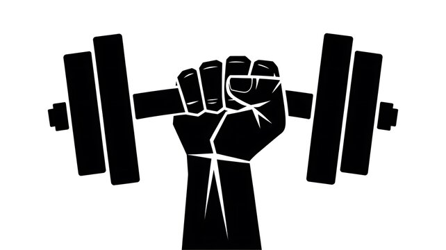 Fitness, workout, gym, exercise, strong, hand, dumbbell icon, black, silhouette, symbol