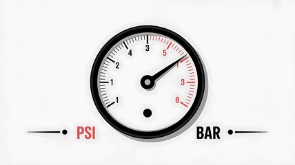 Naklejka premium Pressure gauge dial, industrial PSI BAR measurement tool, industrial equipment, pressure indicator