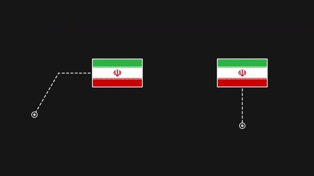 Iran flag HUD technology callout line animation, 4K alpha channel