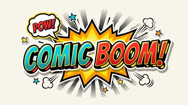 Comic Boom Pop Art Style Text.