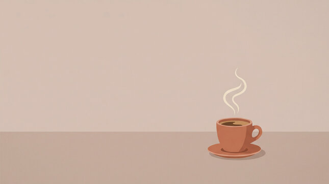 エスプレッソカップを描いたシンプルなカフェイラストです。
湯気の表現が温かみのある雰囲気を演出します。