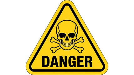 Obraz premium Warning sign, danger symbol, skull and crossbones, hazard alert