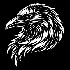 Obraz premium Tribal Rabe Rabenkopf in ornamentaler Linienkunst als Vektor Illustration