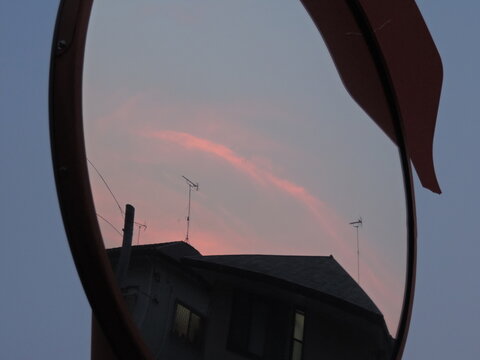 sunset reflected in a mirror