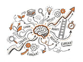 Obraz premium Brainstorming and Learning Concept Mind Map Doodle Illustration