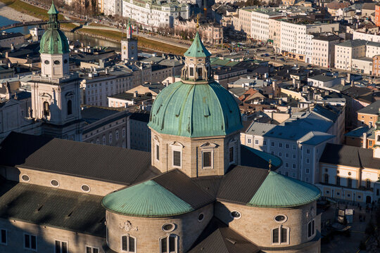 The Salzburg Cathedral or Dom zu Salzburg in the old town Salzburg, Austria