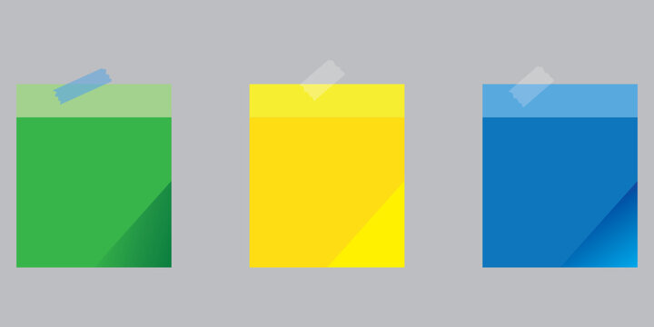 Sticky note with duct tape, post it note paper, memo reminder with adhesive tape, sticky paper note with clipping path isolated on transparent background