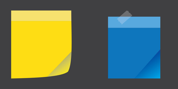 Sticky note with duct tape, post it note paper, memo reminder with adhesive tape, sticky paper note with clipping path isolated on transparent background