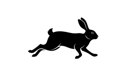 Black silhouette of a running rabbit. © Yaskur