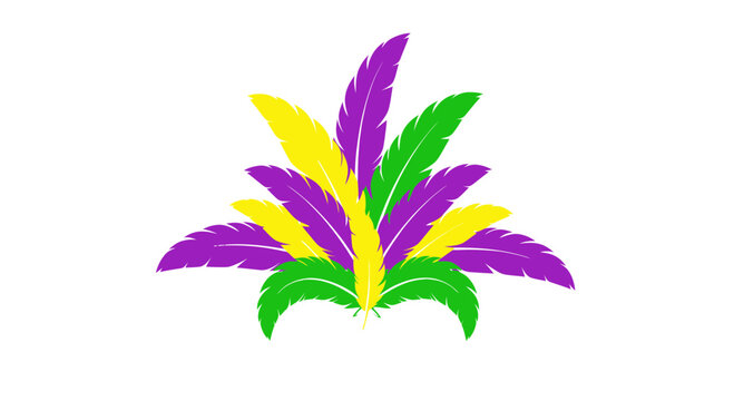Colorful Mardi Gras Feathers Decoration.