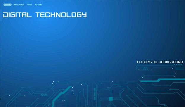 Digital technology background with circuit board pattern and futuristic elements