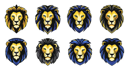Collection of lion heads illustration. © Yaskur