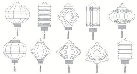 Collection of Chinese Lantern Designs. © Yaskur