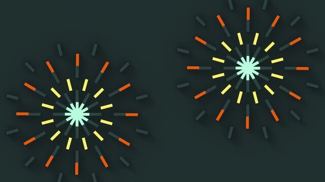 Dynamic 3D motion loop with orange and yellow geometric blocks on a dark teal background. Perfect for technical presentations and educational content