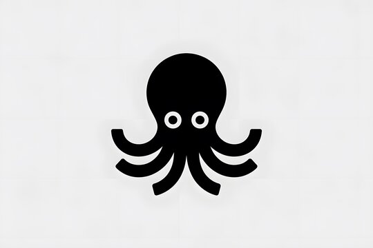 Black cartoon octopus with big eyes looking cute