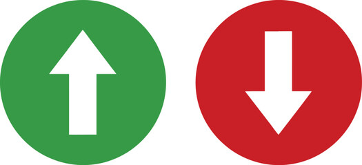 Green circle with up arrow and red circle with down arrow icons © PNG studio 