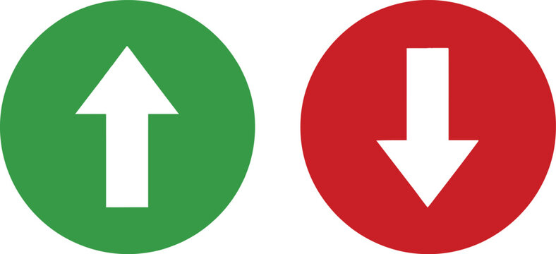 Green circle with up arrow and red circle with down arrow icons