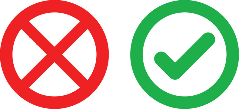 Red cross mark and green check mark icons for survey or checklist design
